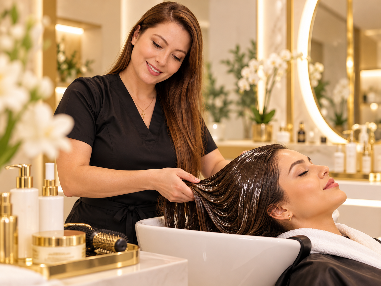 Servicio capilar en salón