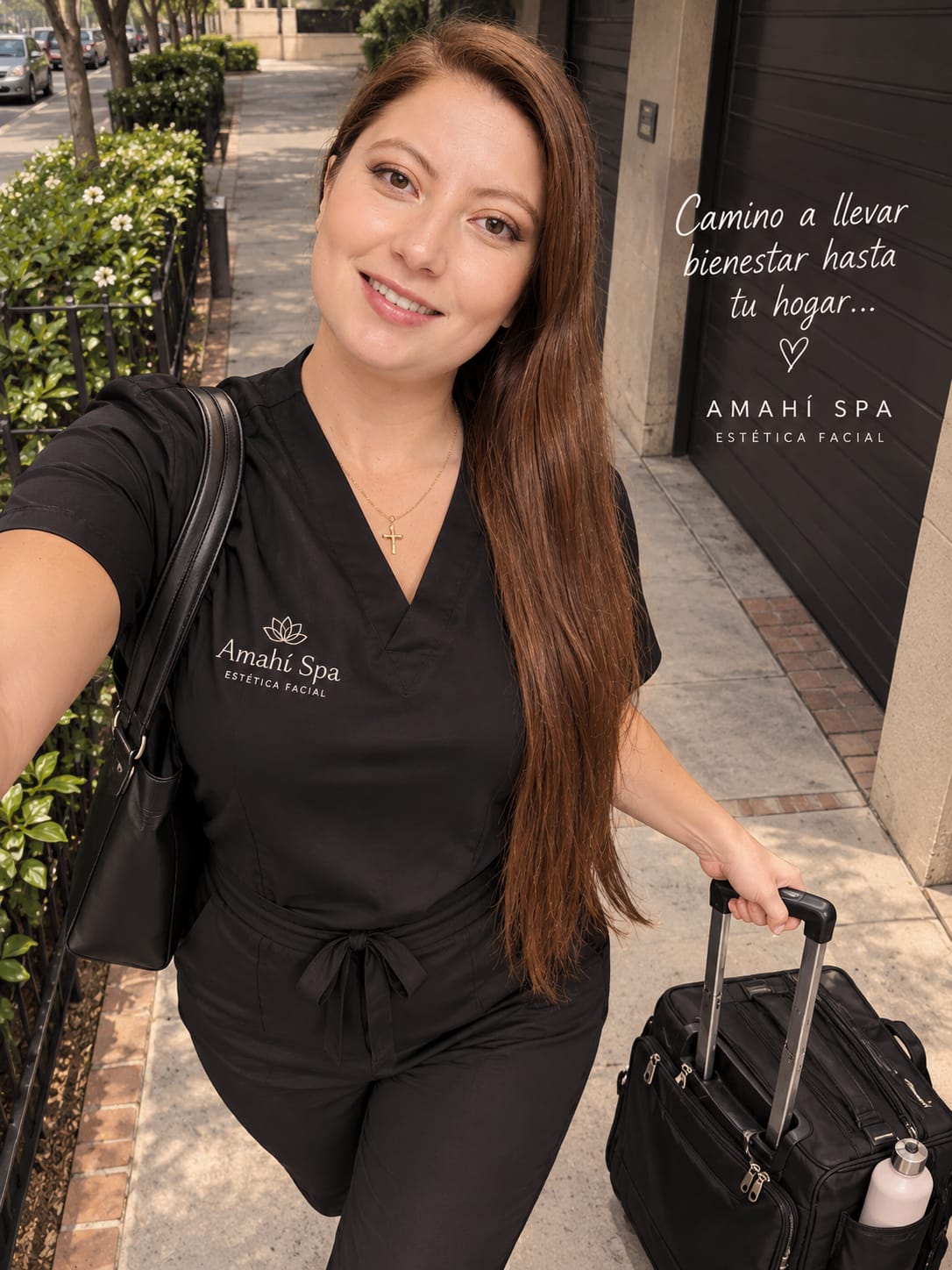 Especialista de Amahí Spa en uniforme profesional negro